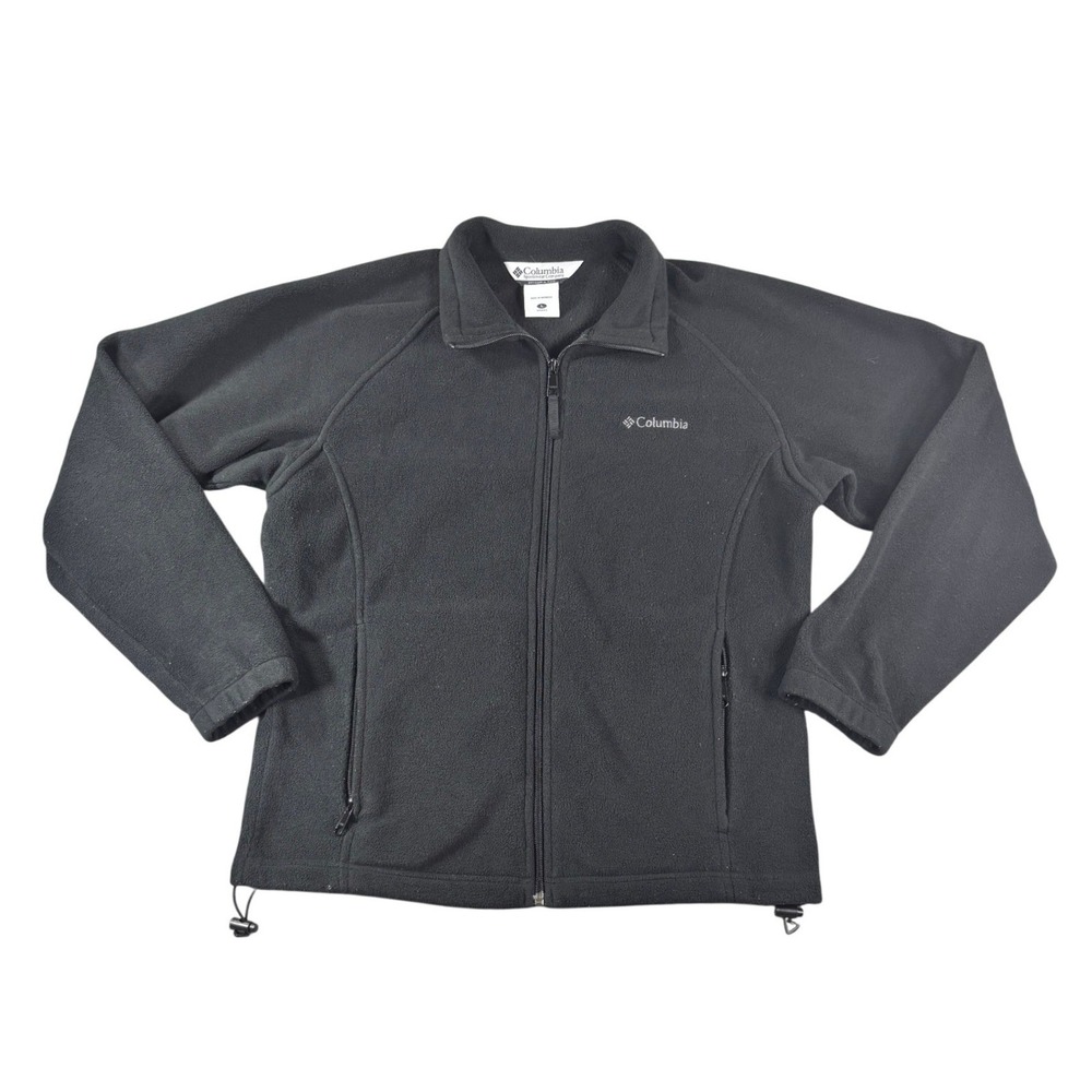 Columbia Womens Fleece Jacket Black Full Zip Hiking Outdoor Layer Large